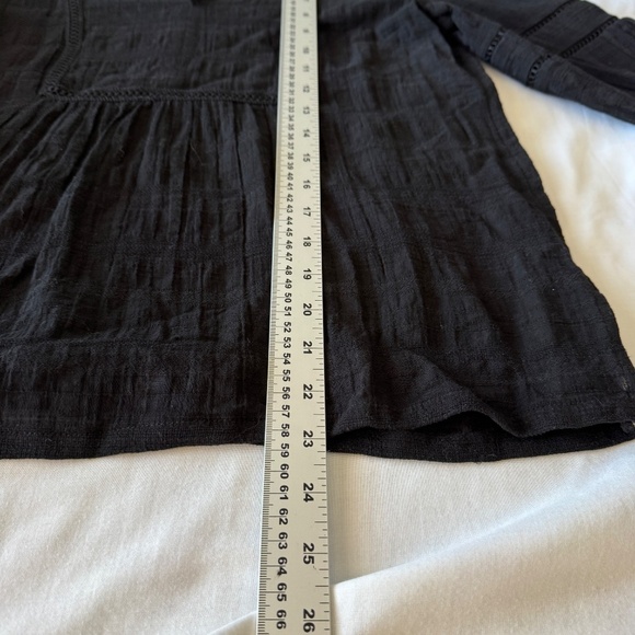 LOFT Women's Small Sheer Blouse Long Sleeve Tie V-Neck Boho Whimsigoth‎ Black - Picture 12 of 14